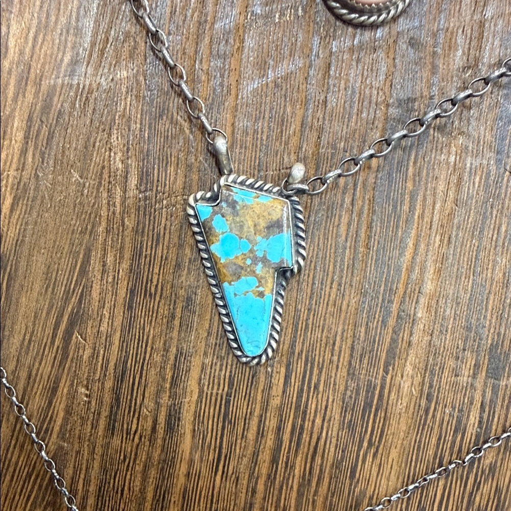 Turquoise and Silver Pendant Necklace